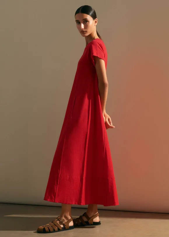 Slub Jersey Midi Swing Dress