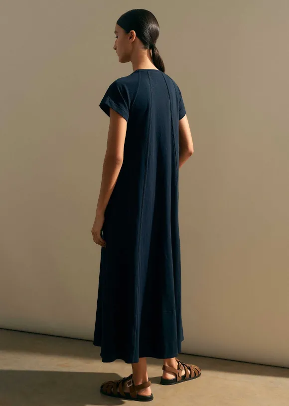 Slub Jersey Midi Swing Dress