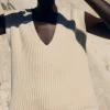 Soft-Touch Rib Cotton Knit Vest