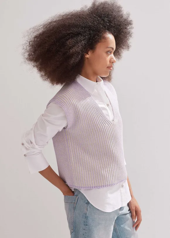 Soft-Touch Rib Cotton Knit Vest