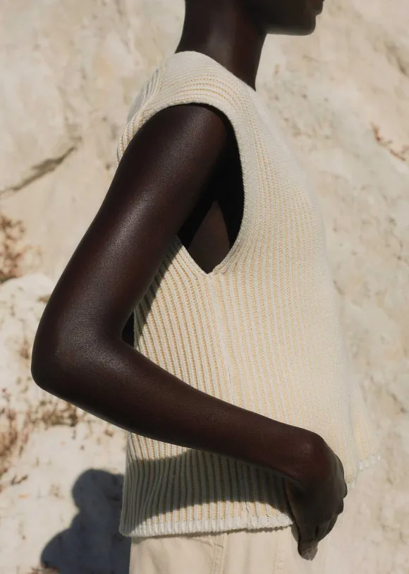 Soft-Touch Rib Cotton Knit Vest