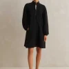 Sporty Jacquard Zip Up Swing Dress