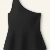 Structured One Shoulder Peplum Knit Top