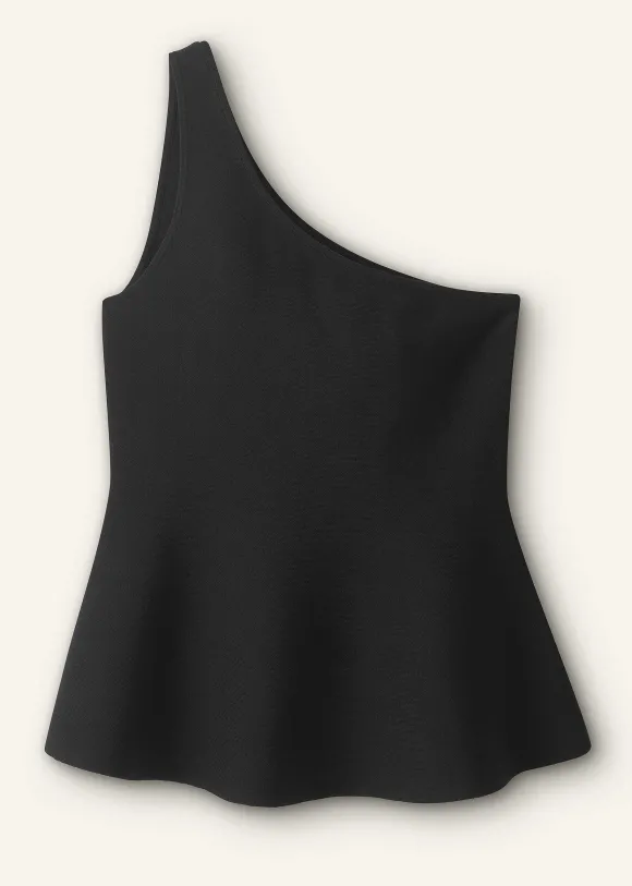Structured One Shoulder Peplum Knit Top