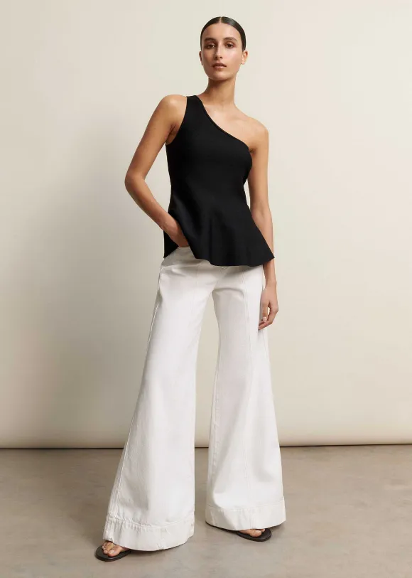 Structured One Shoulder Peplum Knit Top