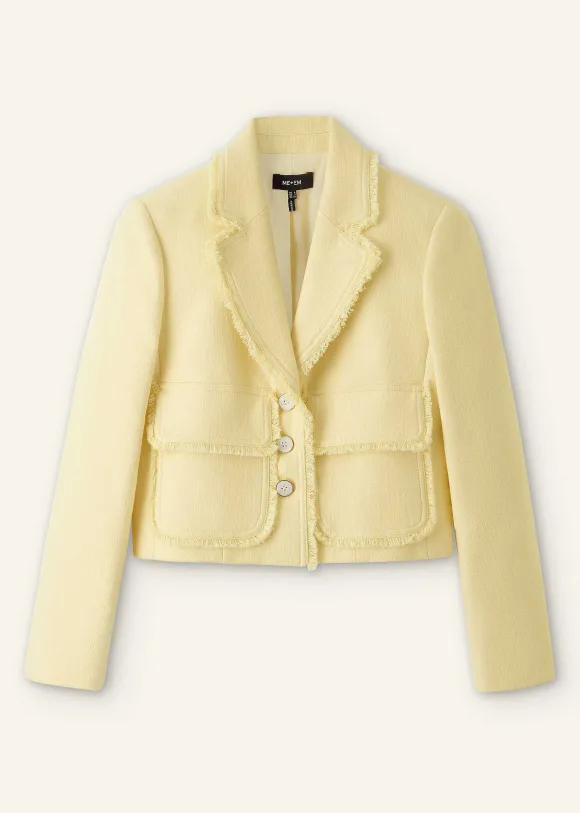 Textured Cotton-Blend Crop Jacket
