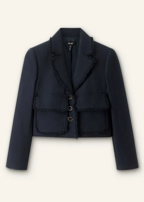 Textured Cotton-Blend Crop Jacket