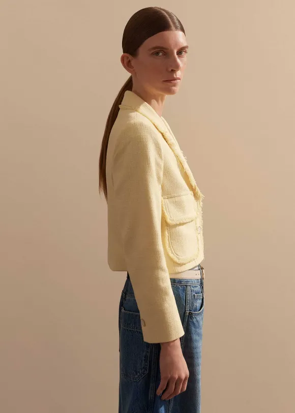 Textured Cotton-Blend Crop Jacket