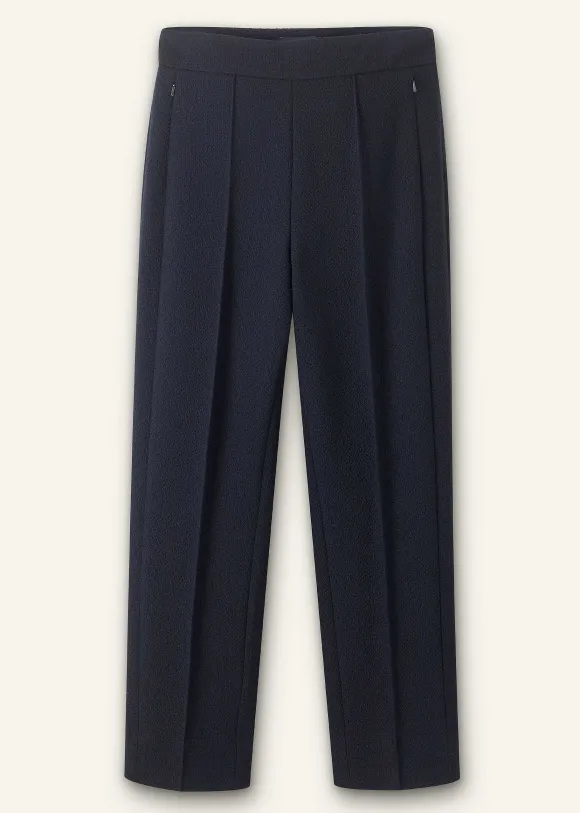 Textured High-Waisted Slim Crop Trouser