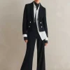 Textured High-Waisted Wide-Leg Trouser