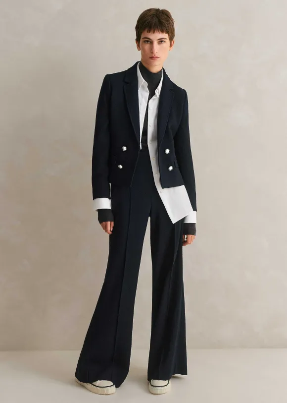 Textured High-Waisted Wide-Leg Trouser