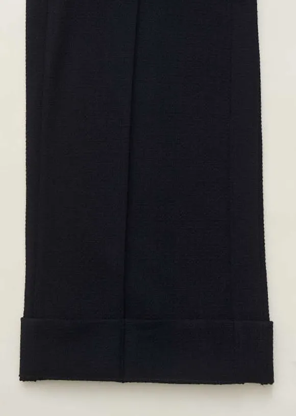 Textured High-Waisted Wide-Leg Crop Trouser
