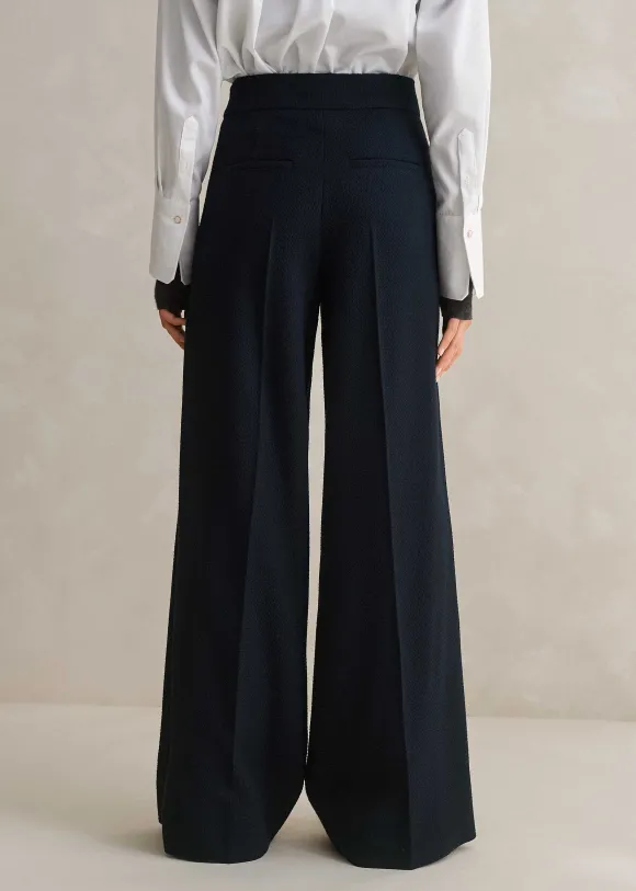 Textured High-Waisted Wide-Leg Trouser