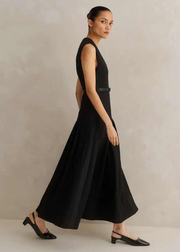 Textured Midi Dress + Belt
