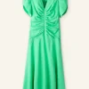 Textured Pleat Front Midi Dress