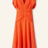 Textured Pleat Front Midi Dress