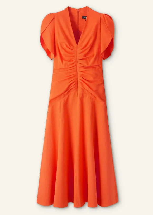 Textured Pleat Front Midi Dress