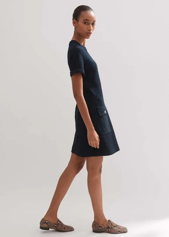 Textured Short Sleeve Shift Dress