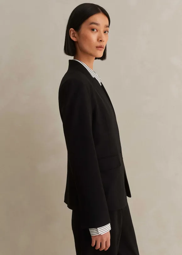 Textured Tailoring Collarless Blazer