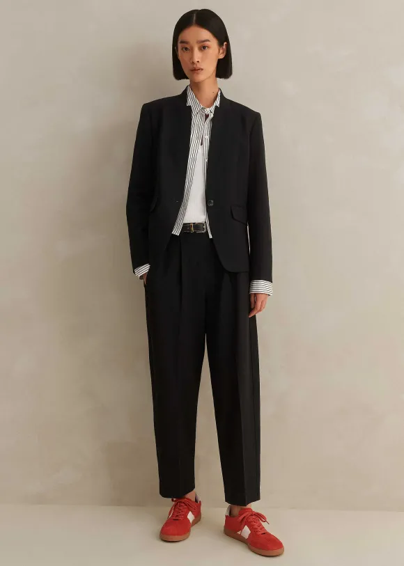 Textured Tailoring Collarless Blazer