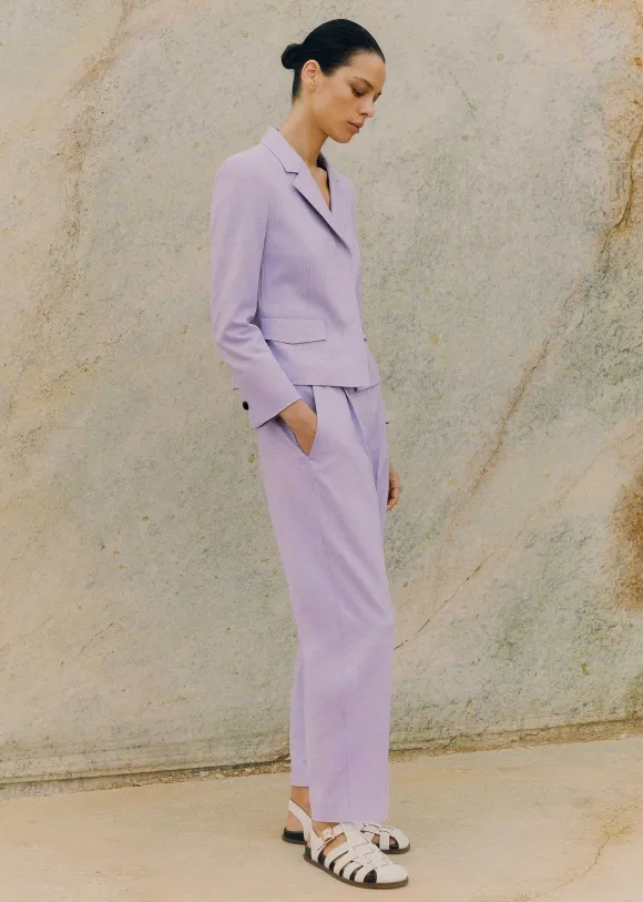 Textured Tapered Trouser Suit