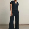 Textured Wide-Leg Palazzo Pant