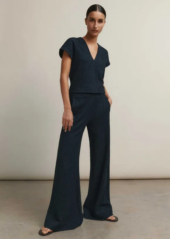 Textured Wide-Leg Palazzo Pant