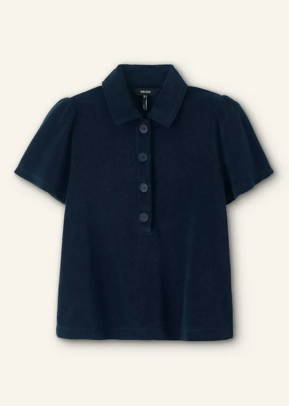 Towelling Polo Top