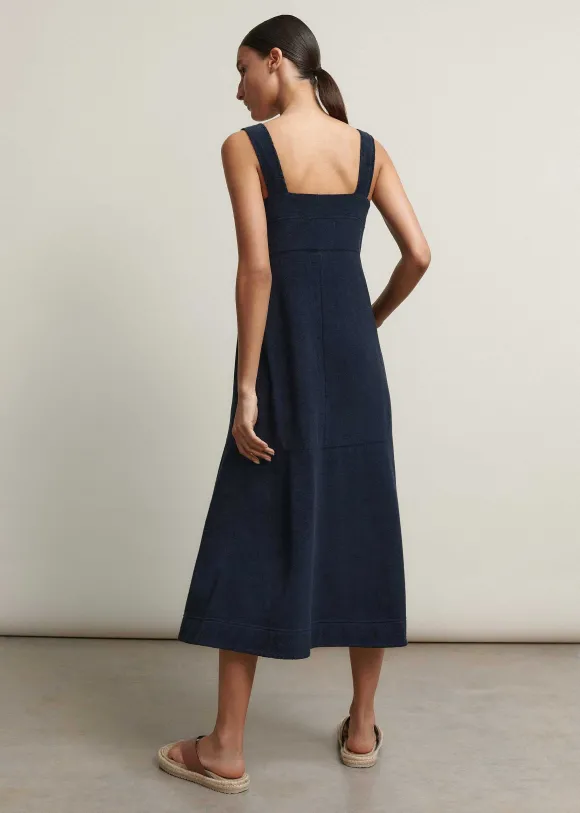 Towelling Sleeveless Midi Dress