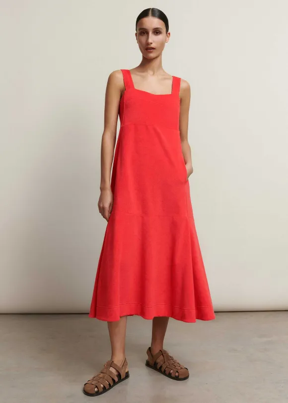 Towelling Sleeveless Midi Dress