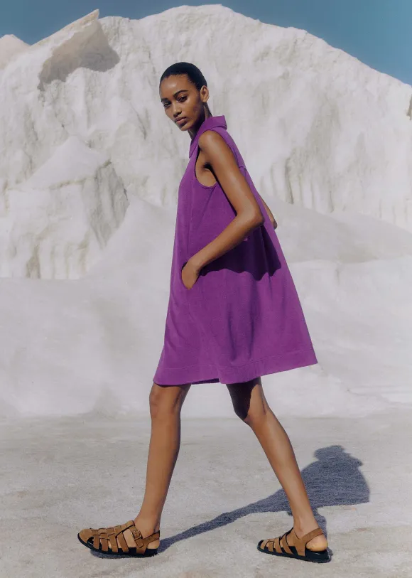 Towelling Sleeveless Swing Dress