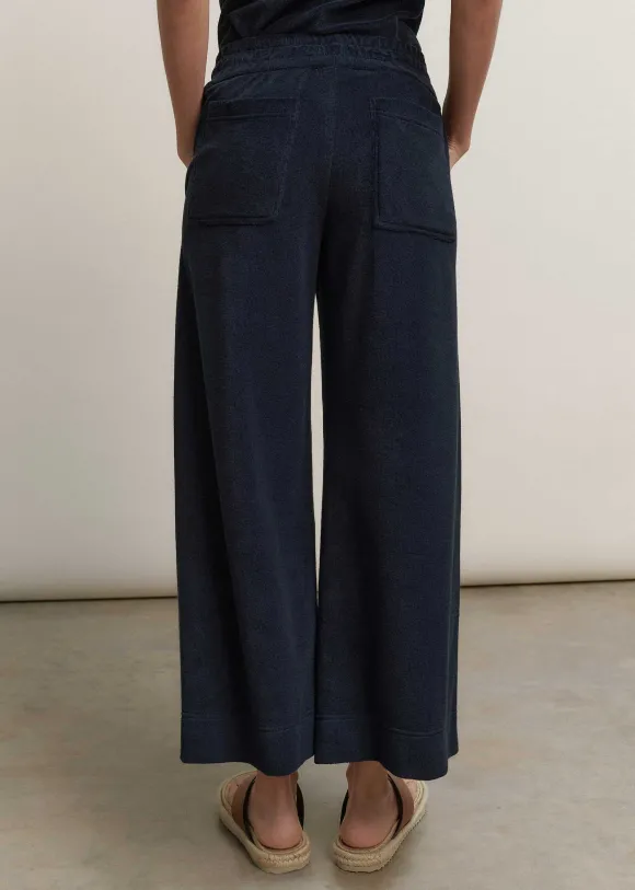Towelling Wide-Leg Crop Trouser
