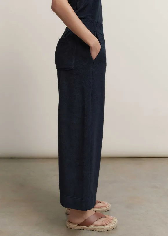 Towelling Wide-Leg Crop Trouser