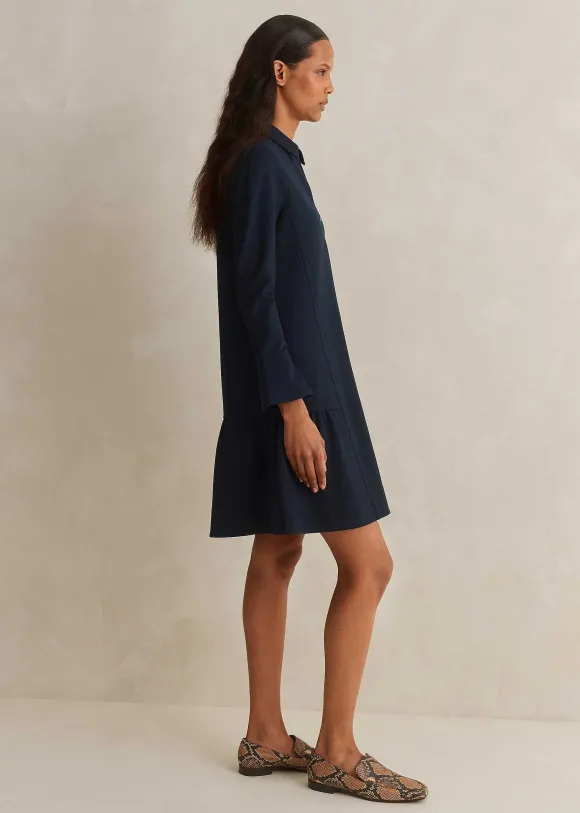 Travel Tailoring Fluted Hem Shift Dress