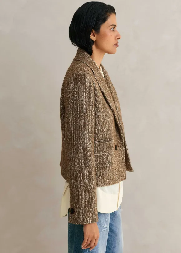 Tweed Cropped Coat Jacket