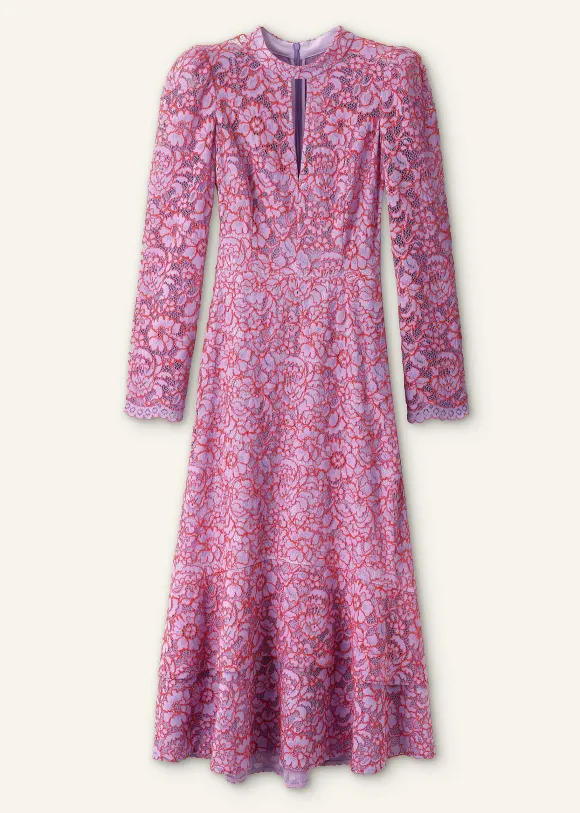 Two-Tone Lace Midi Dress