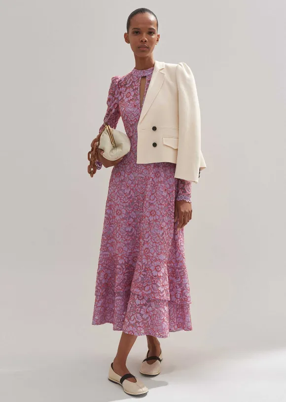 Two-Tone Lace Midi Dress