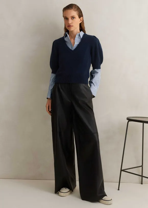 Ultra-Soft Leather Wide-Leg Trouser