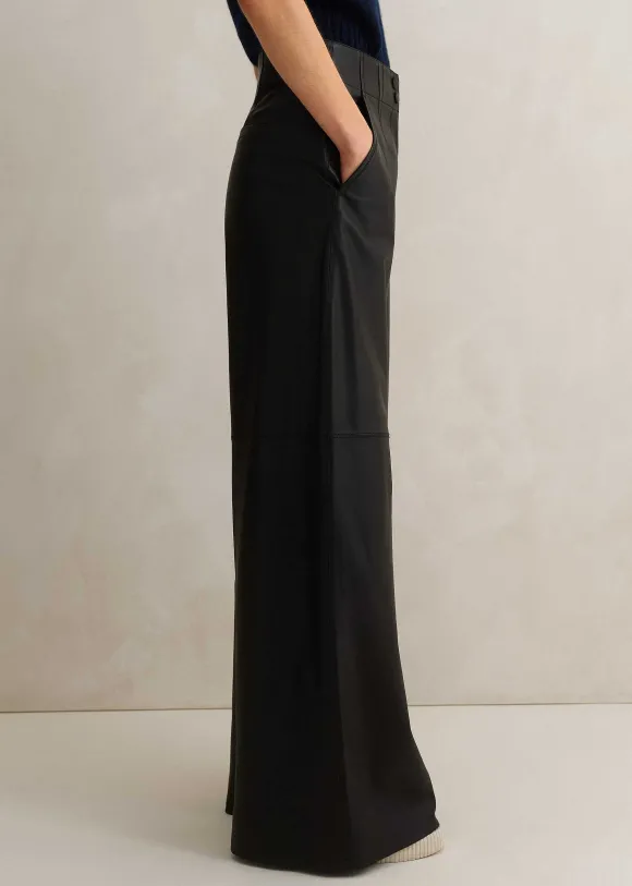 Ultra-Soft Leather Wide-Leg Trouser