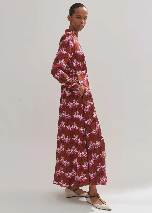 Waterlily Print Maxi Dress + Belt