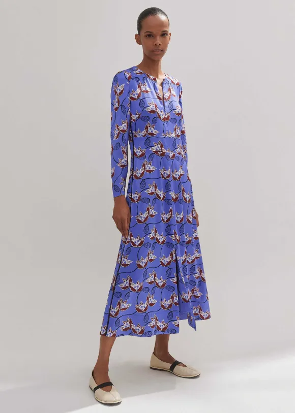 Waterlily Print Midi Dress