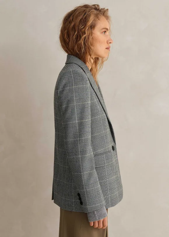 Wool Check Boyfriend Blazer