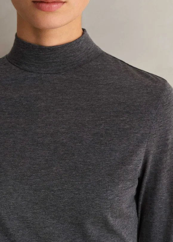 Wool Jersey Roll Neck Top