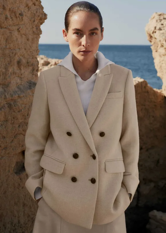 Wool-Blend Blazer Coat