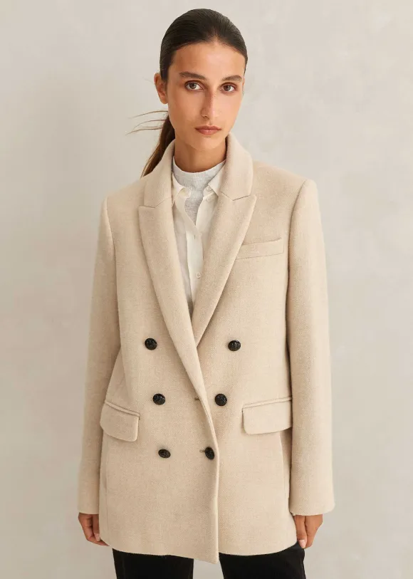 Wool-Blend Blazer Coat