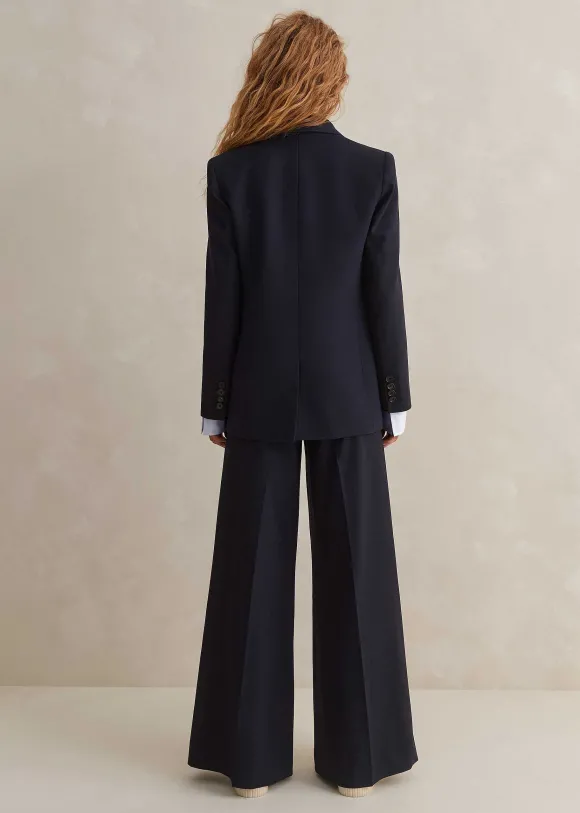 Wool-Blend Exaggerated Flare Trouser Suit
