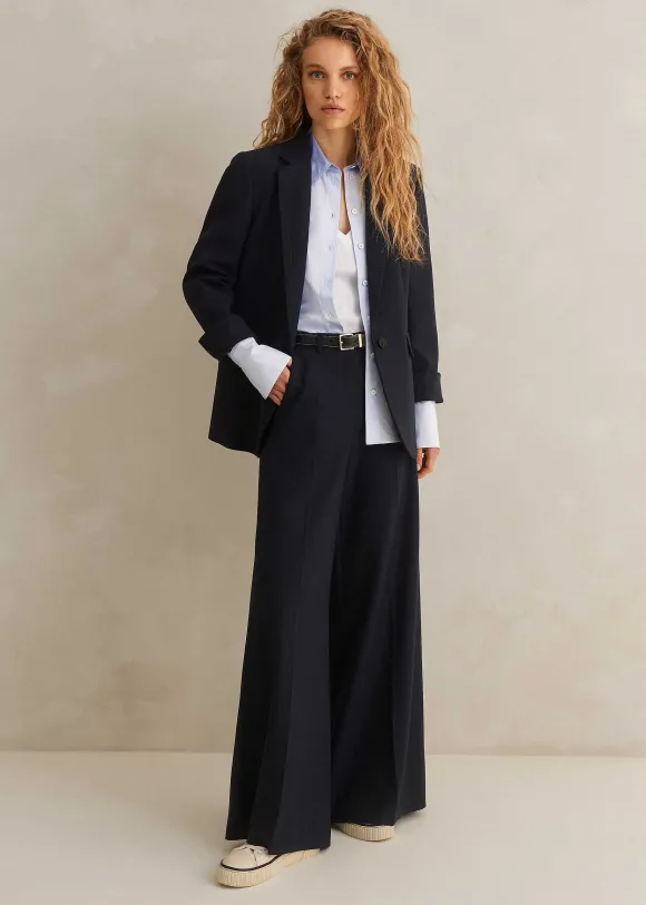 Wool-Blend Sharp Longline Blazer